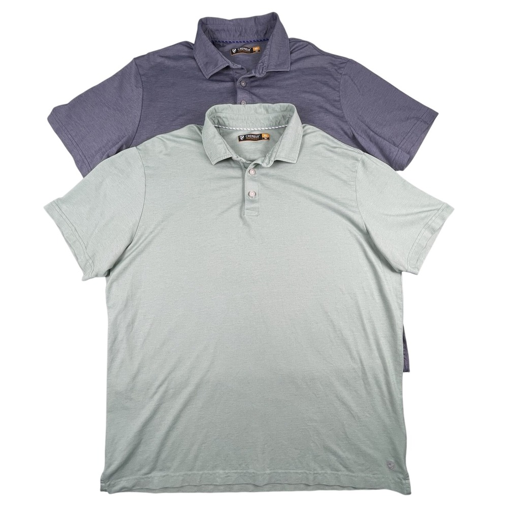 Cremieux Performance Polo Shirt Mens XL 2 Pack Green Grey Short Sleeve Stretch